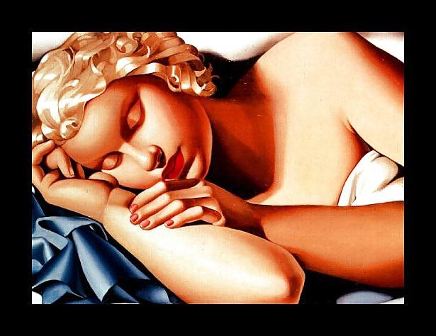 25P Erotic Art Deco Painting of Tamara de Lempicka