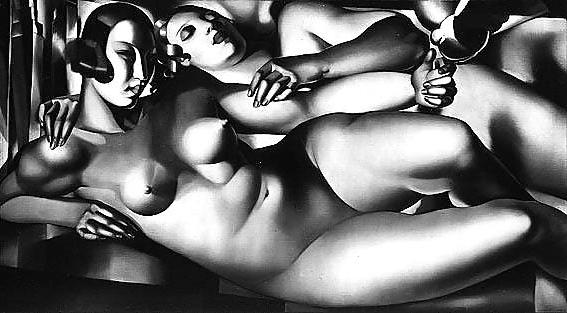 25P Erotic Art Deco Painting of Tamara de Lempicka