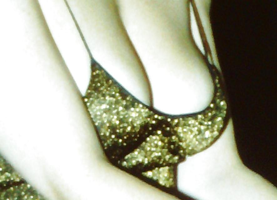 15P SAG - Young Bitch's Tits In Gold Spaghetti Straps Dress 04