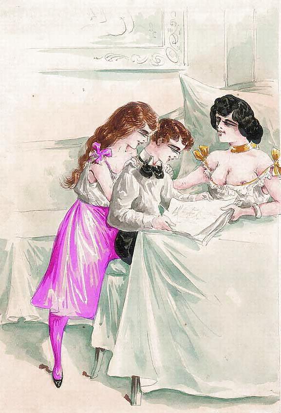 25P Painted EroPorn Art 126  - French Artist N.N. (12) c. 1910