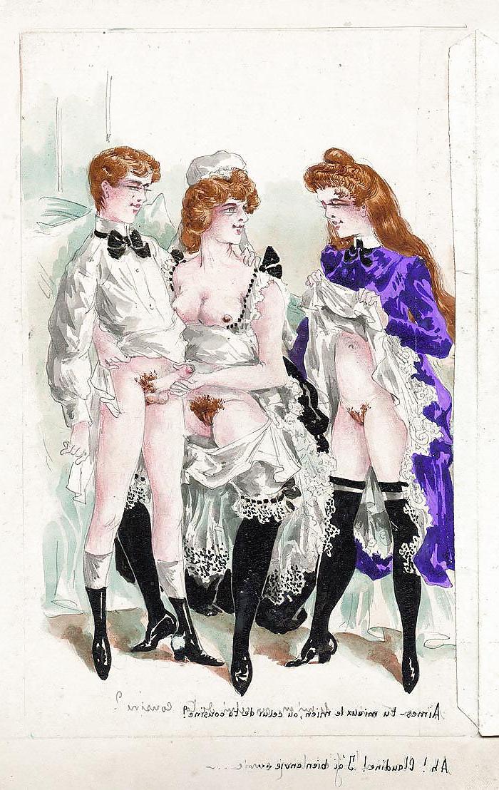 25P Painted EroPorn Art 126  - French Artist N.N. (12) c. 1910