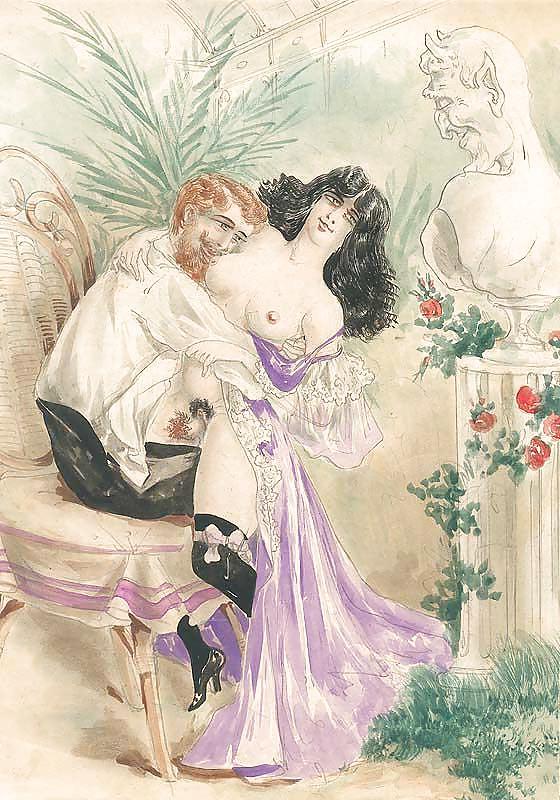 25P Painted EroPorn Art 126  - French Artist N.N. (12) c. 1910