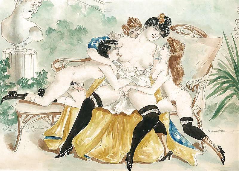 25P Painted EroPorn Art 126  - French Artist N.N. (12) c. 1910
