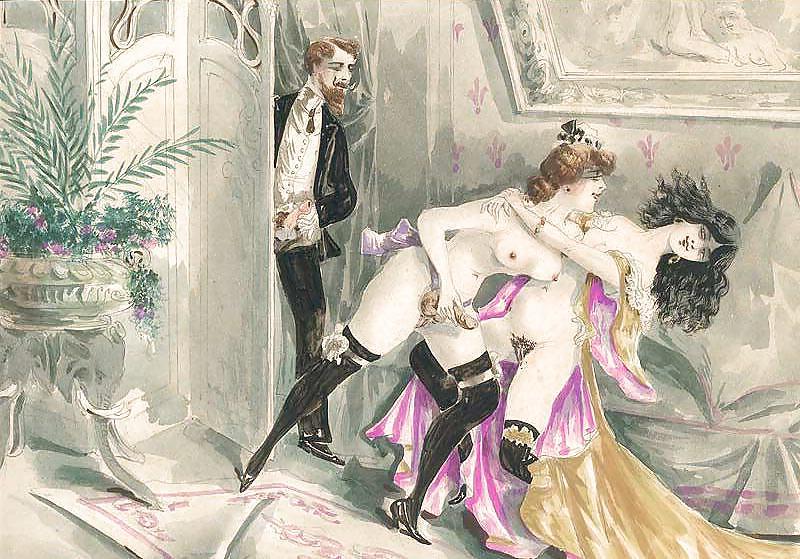 25P Painted EroPorn Art 126  - French Artist N.N. (12) c. 1910