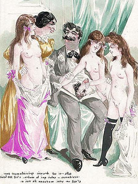 25P Painted EroPorn Art 126  - French Artist N.N. (12) c. 1910