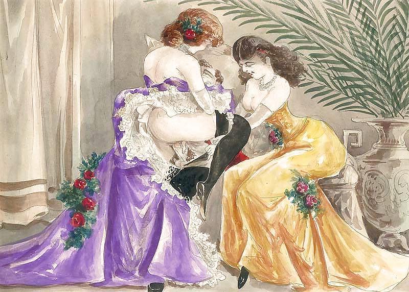 25P Painted EroPorn Art 126  - French Artist N.N. (12) c. 1910