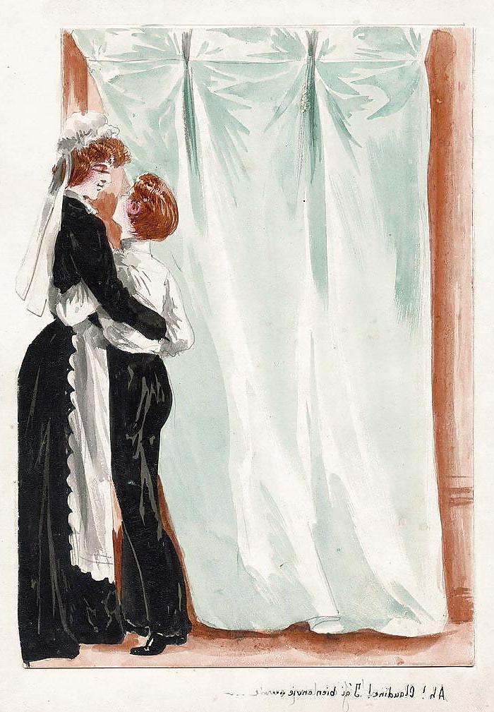 25P Painted EroPorn Art 126  - French Artist N.N. (12) c. 1910