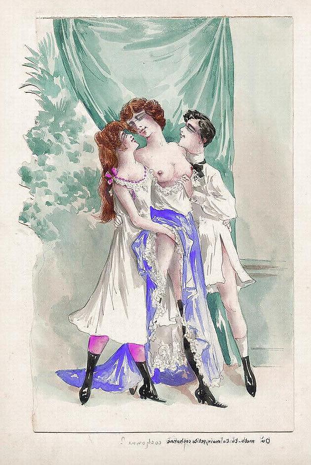25P Painted EroPorn Art 126  - French Artist N.N. (12) c. 1910