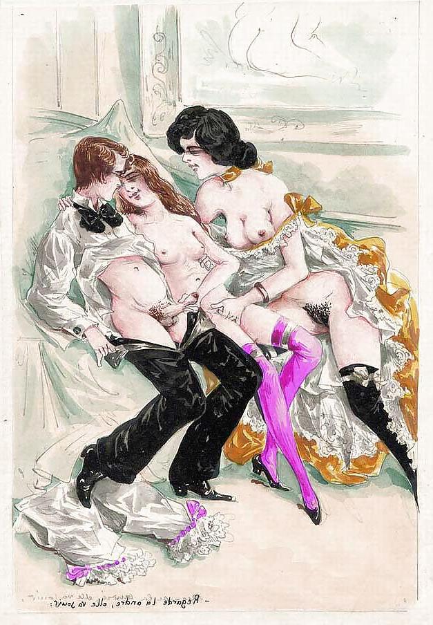 25P Painted EroPorn Art 126  - French Artist N.N. (12) c. 1910