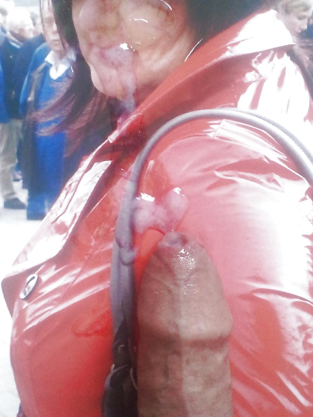 5P PETRA LOVE SPERM ON PVC PLASTIC OUTFITH