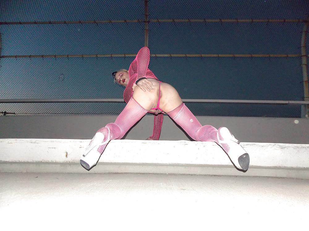 20P Me crossdressed in lingerie, stockings, high heels in public