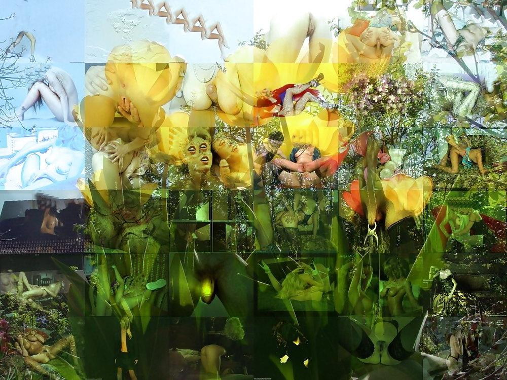 18P Mosaik Blumen Ass Cocks Tits Art