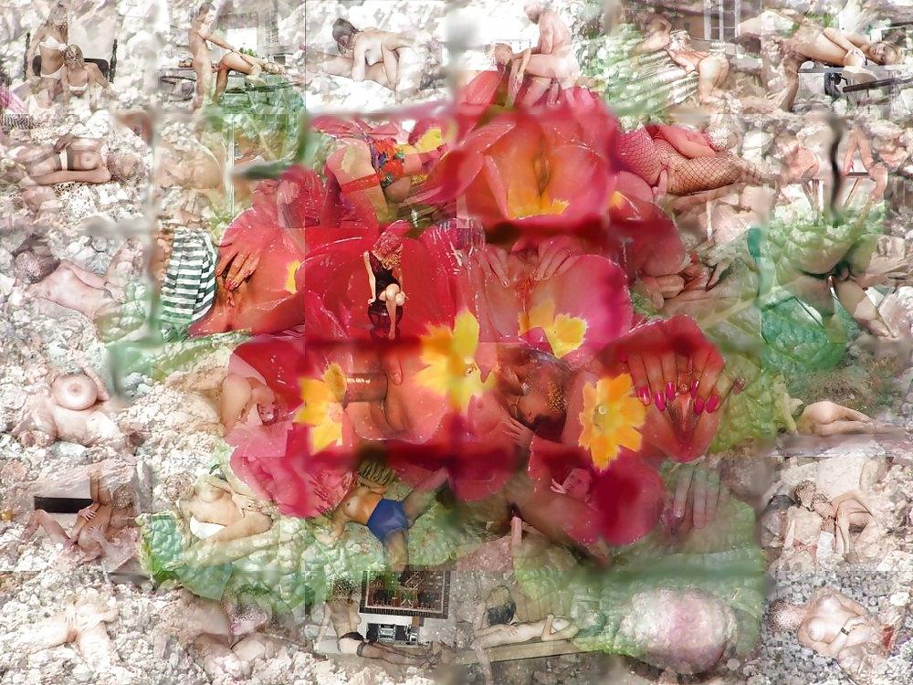 18P Mosaik Blumen Ass Cocks Tits Art
