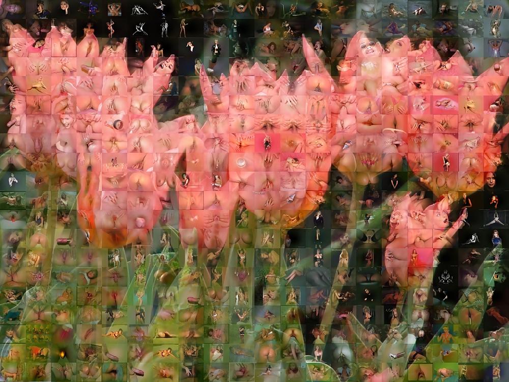 18P Mosaik Blumen Ass Cocks Tits Art