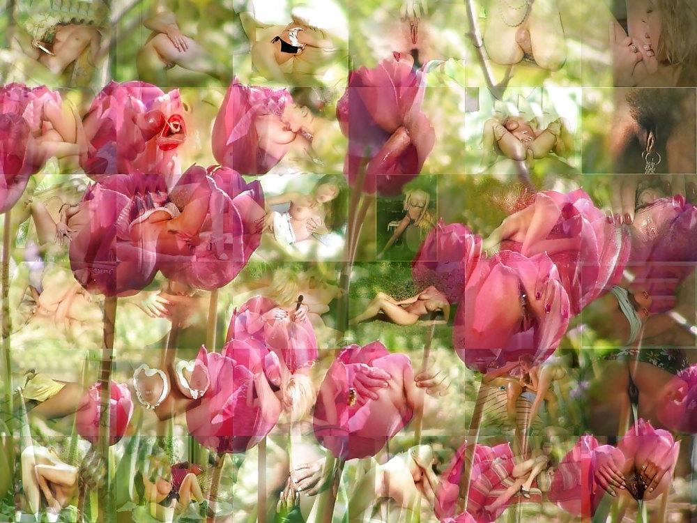 18P Mosaik Blumen Ass Cocks Tits Art