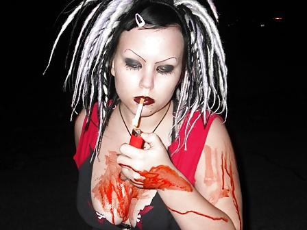 17P Chubby Suicide Girl smokes and teases