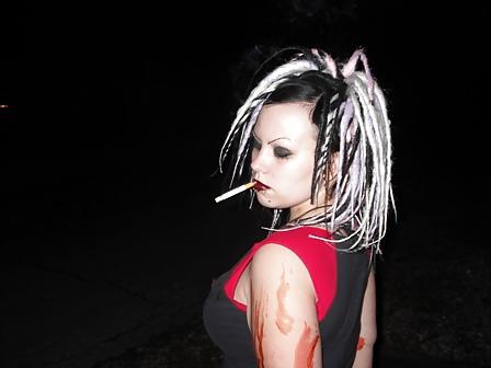 17P Chubby Suicide Girl smokes and teases