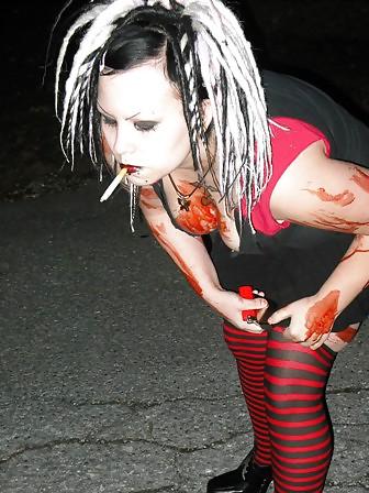 17P Chubby Suicide Girl smokes and teases