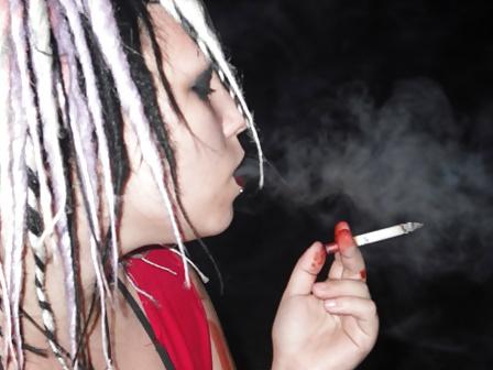 17P Chubby Suicide Girl smokes and teases