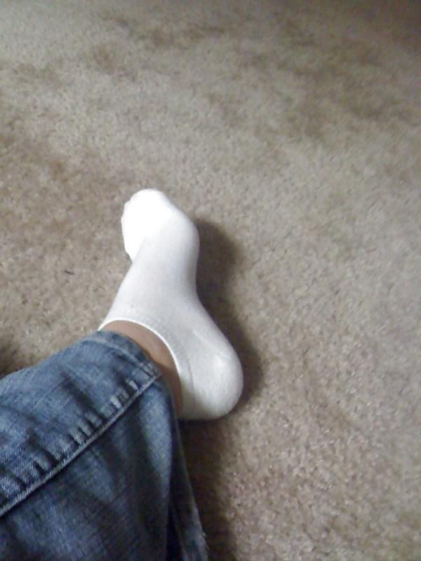 25P My ex feet pussy and white ankle socks