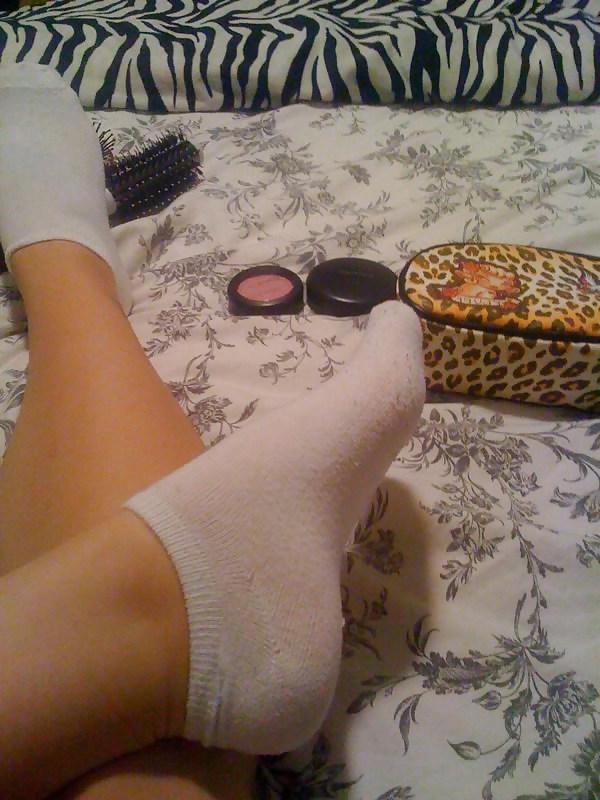 25P My ex feet pussy and white ankle socks