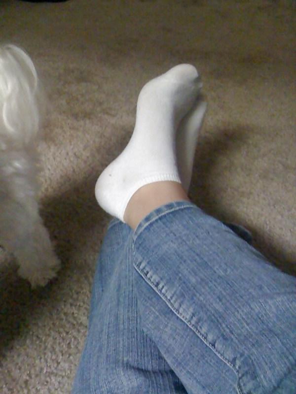 25P My ex feet pussy and white ankle socks