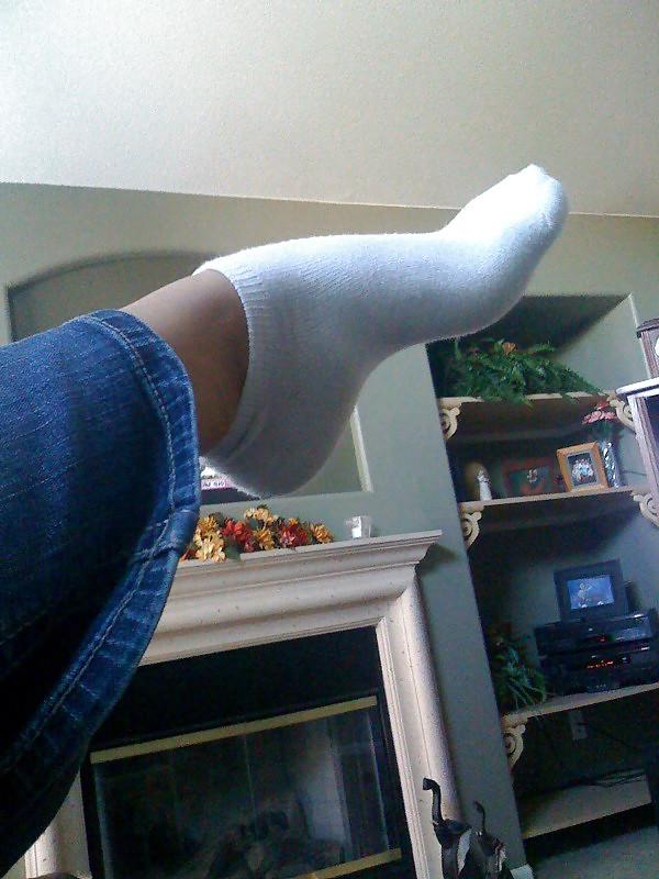 25P My ex feet pussy and white ankle socks
