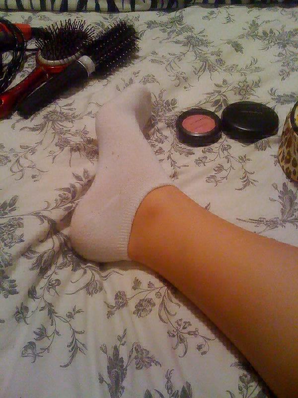 25P My ex feet pussy and white ankle socks
