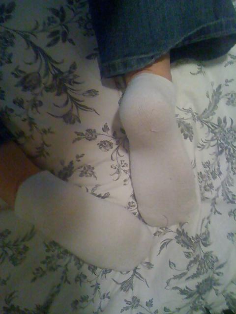 25P My ex feet pussy and white ankle socks