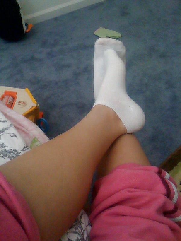 25P My ex feet pussy and white ankle socks