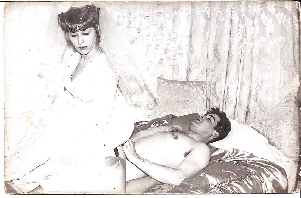 4P 1960s Vintage Twosome Bride in Wedding Dress & Stockings