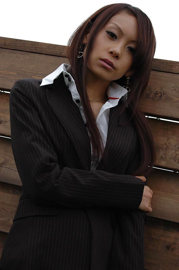 16P Asian teen with shaved gash Ayane Fukumori undressing and spreading her legs