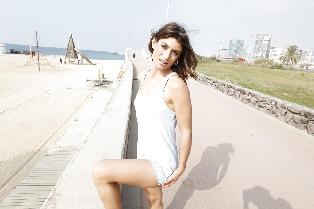 16P Girl next door Julia Roca shows off her firm ass in public at beach