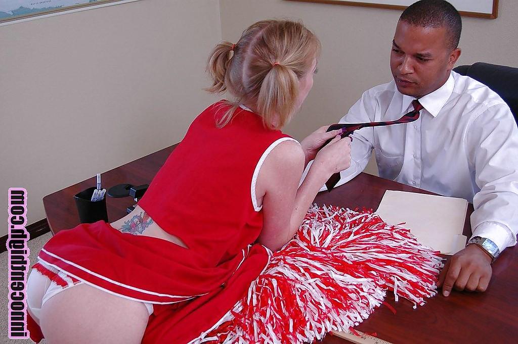 16P Blonde babe cheerleader Alexa sucking that big black cock