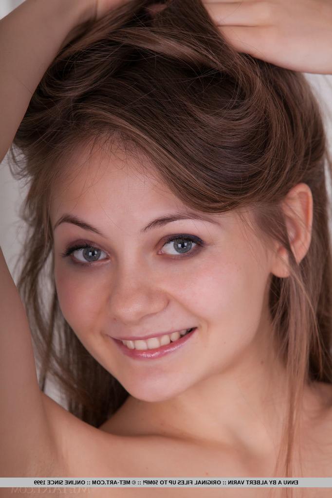18P Sweet teen Ennu A modelling her natural hairy pussy and teeny titties
