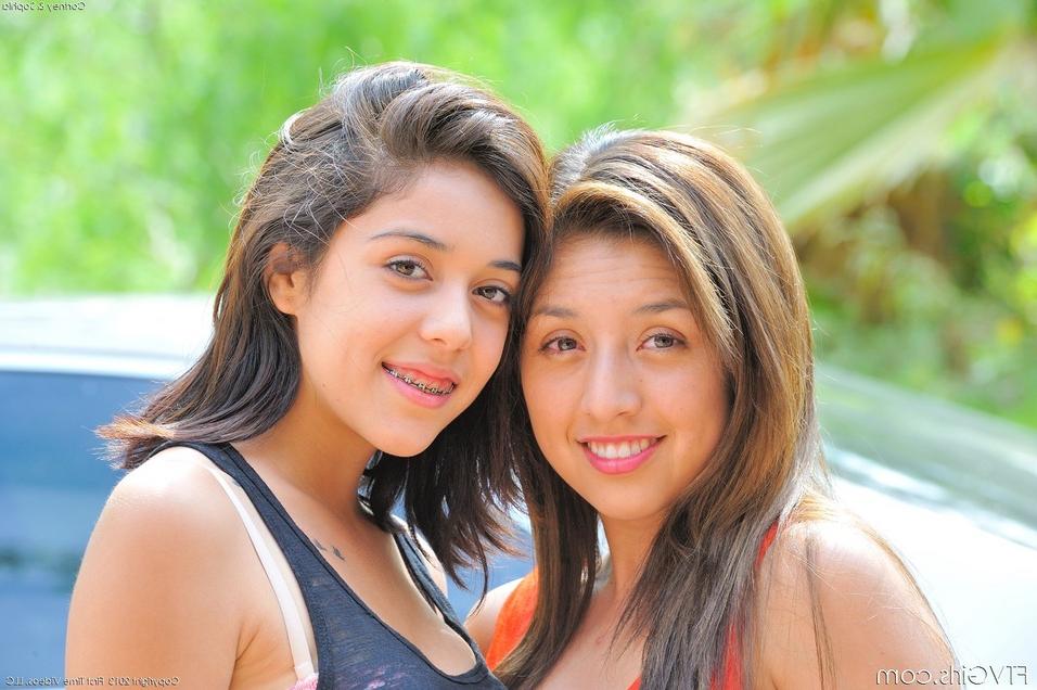16P Cute teen girls in jeans undress to bare shaved pussy and tiny titties