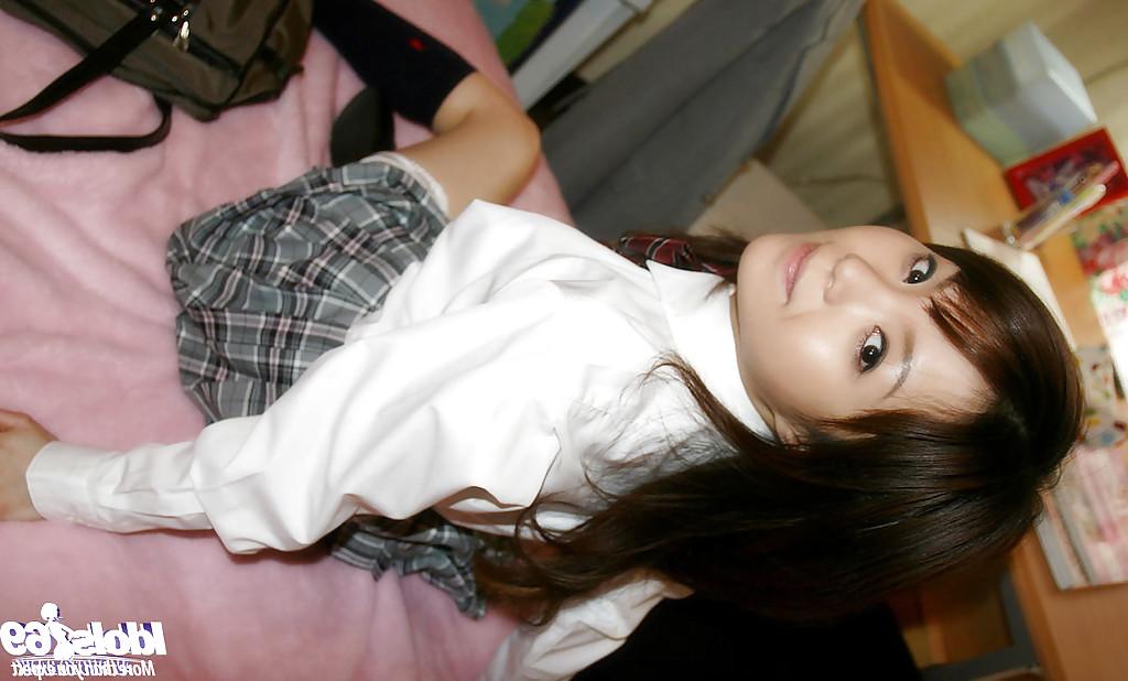 16P Naughty asian schoolgirl gets her muff stuffed by a toy and a hard cock