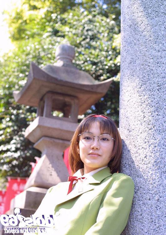 14P Naughty asian babe in glasses and school uniform revealing her titties
