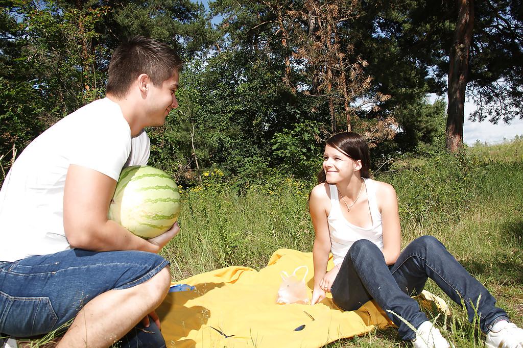 16P Innocent picnic ends with teen stripping off her jeans for hard fuck