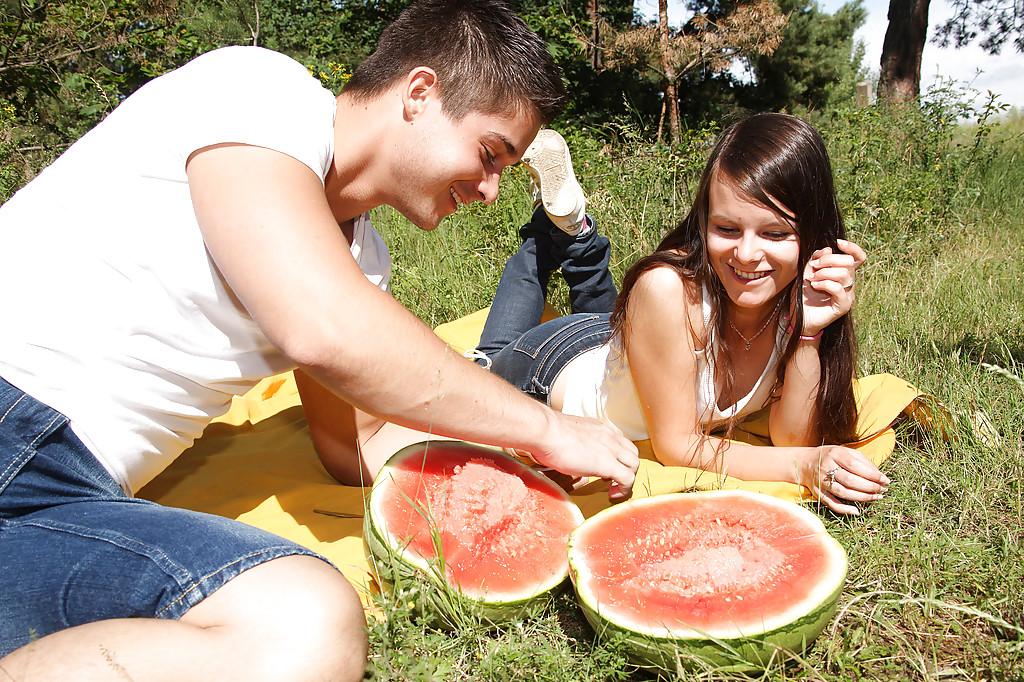 16P Innocent picnic ends with teen stripping off her jeans for hard fuck