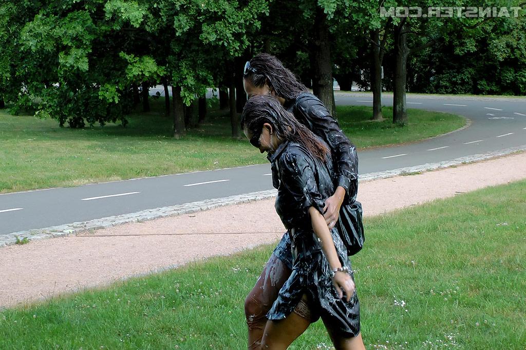 16P Fetish babes Gina Killmer & Tatiana Milovani having fun in public place