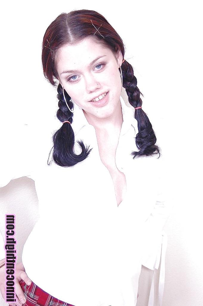 16P Nasty brunette schoolgirl teen Crystal undressing her titties