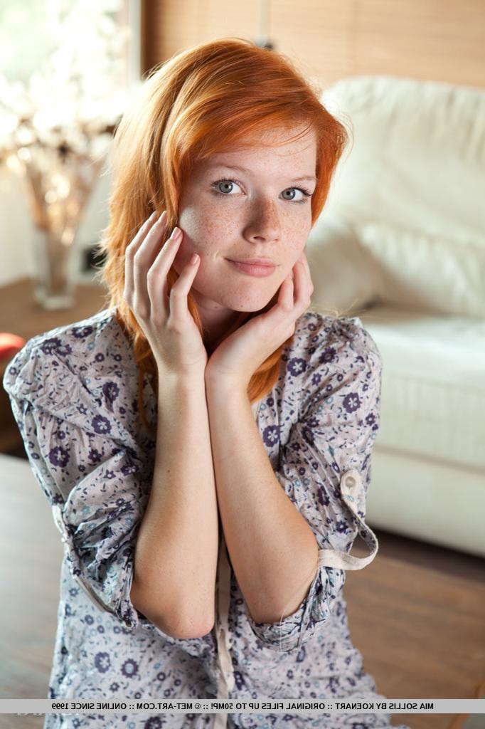 17P Freckled redhead Mia Sollis unveiling perky teen tits and shaved vagina