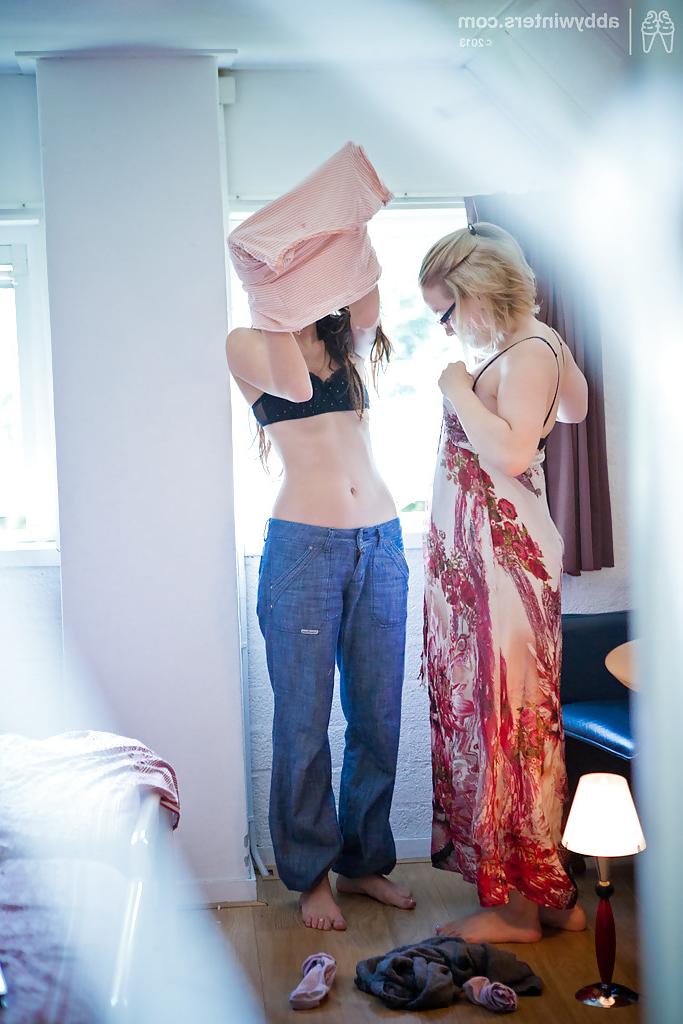 16P Sneaky voyeur catches young girls Gina J and Kylie getting dressed