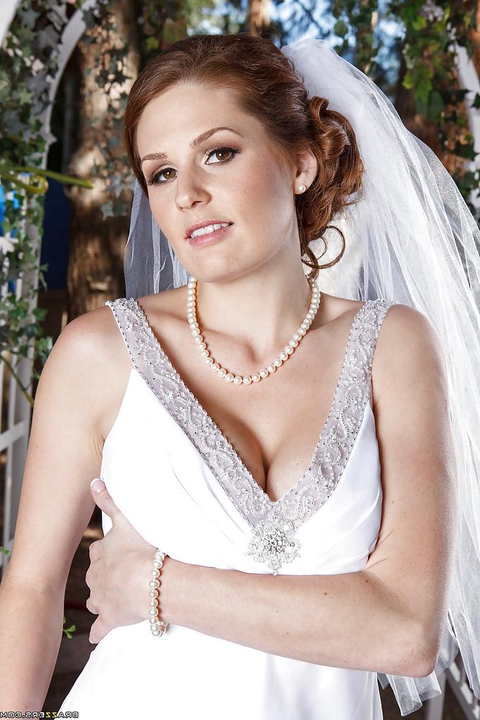 16P Lecherous bride Allison Moore stripping and spreading her legs