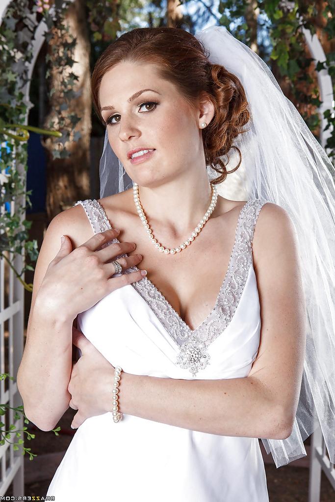 16P Lecherous bride Allison Moore stripping and spreading her legs
