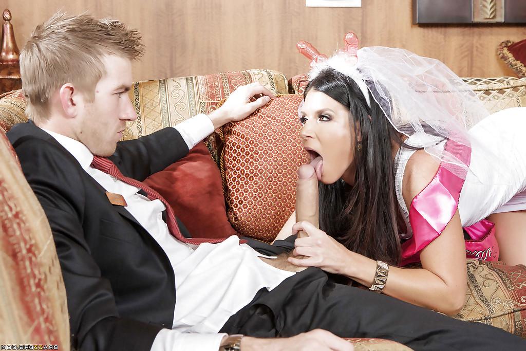 16P Brunette Milf bride India Summer gives a handjob and takes a cumshot
