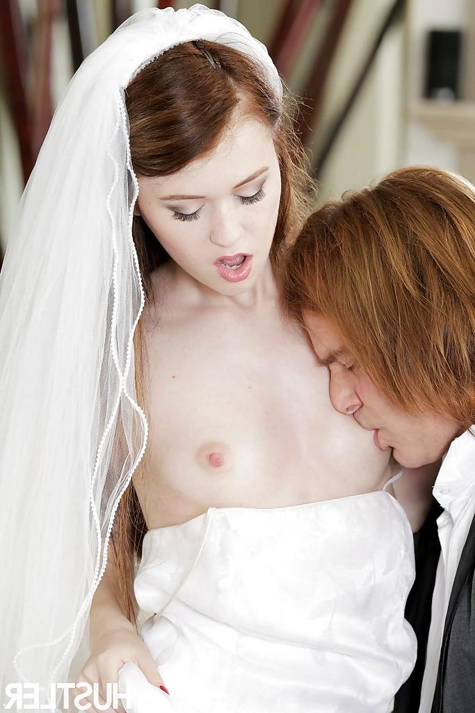 16P Redhead bride Misha Cross deepthroats a cock on her wedding night