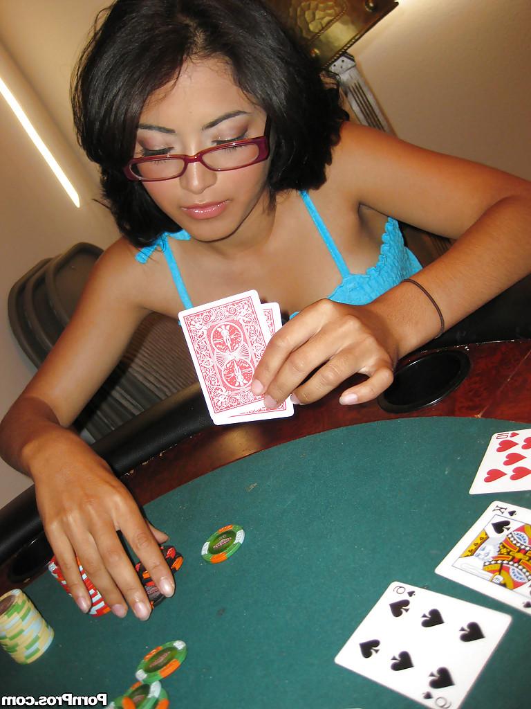 15P Latina babe in glasses Andrea Kelly strips to expose her slender body