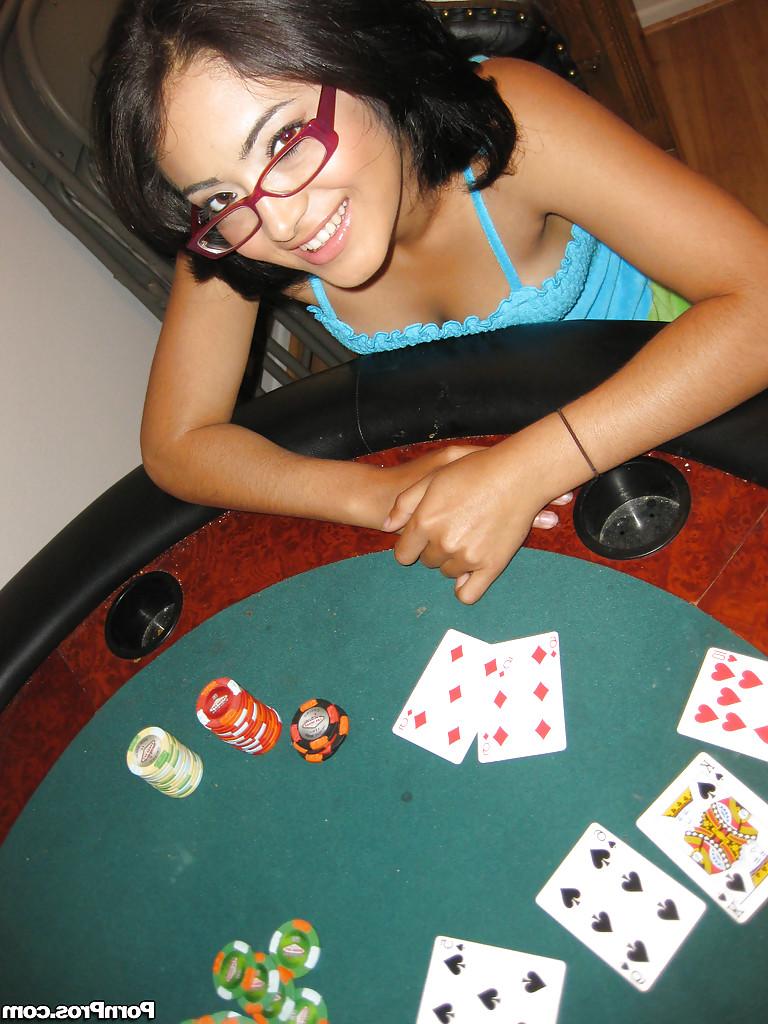 15P Latina babe in glasses Andrea Kelly strips to expose her slender body